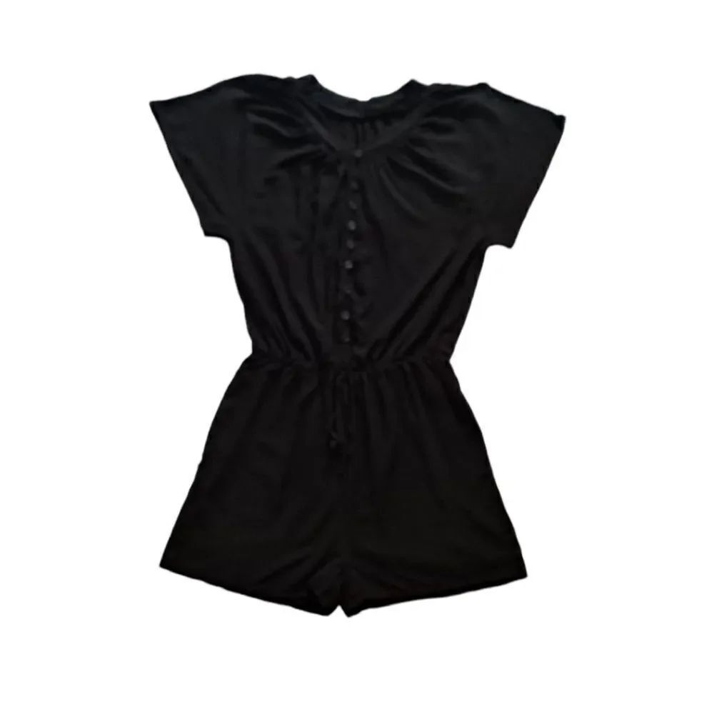 Casual Short Sleeve Romper Black XLarge